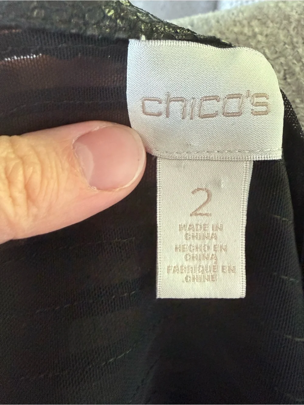 Chico's Black Open-Front Fringe Cardigan - Picture 3 of 3